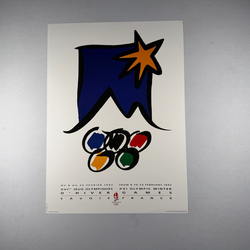 1992 Albertville Winter Olympics Poster IOC Repro French Alps 13x18